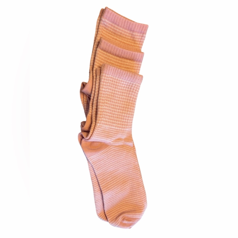 Women’s Pink Striped Crew Socks - Set of 3